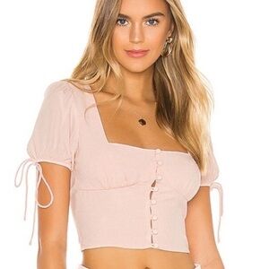 REVOLVE SUPERDOWN rosa button up crop top soft pink XS NWT